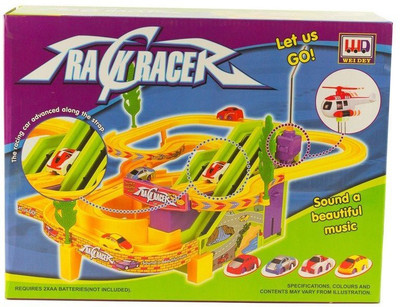 

GoMerryKids Track Racer with Advanced Racing Car along with Strap, Beautiful Music and Flying Helicopter(Multicolor)