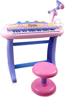

Buddy Fun 37 Key Electronic Music Learning Piano Set With Stool + Microphone + Mp3 Plug-In Option + Bright Blinking Light Features(Pink)
