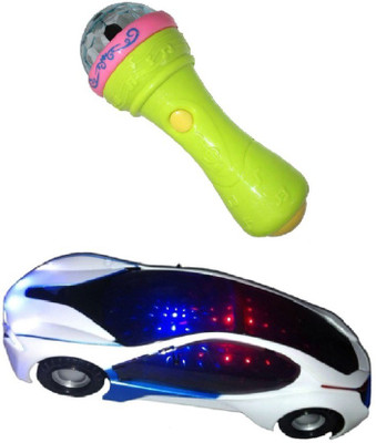 

New Pinch 3d light car with Mike musical toy(Multicolor)