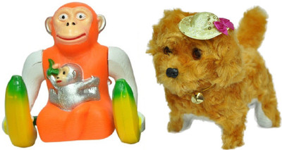 

New Pinch Combo Of Musical Monkey And puppy For Kids(Multicolor)