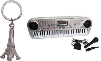 

AR Enterprises 54 Key Electric Piano with Mic and Adapter & Eiffel Tower Key Ring for kids(Silver)
