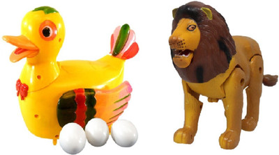

New Pinch combo of Funny Duck Lays Eggs with Lion Light & Sound Battery Operated Toy(Multicolor)