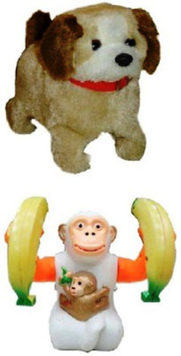 

Turban Toys Jumping Puppy Dog & Banana Monkey(Multicolor)