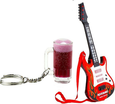 AR Enterprises Red Musical Rockband Guitar with Fancy Designer Key Ring for kids(Red)