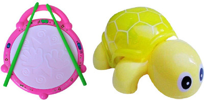 

New Pinch Combo Of Flash Drum & Mini Tortoise For Kids(Multicolor)