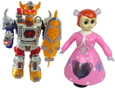 

New Pinch Combo Of Dancing Robot beat the megnum With princess doll for kids(Multicolor)