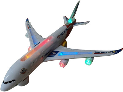 

Little Grin Musical Aeroplane Bump & Go Action With Sound & Lighting Gift Toy For Kids(Multicolor)