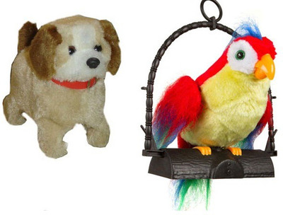 

9 Perfect Combo Of Fantastic Jumping Puppy And Talk Back Parrot(Multicolor)