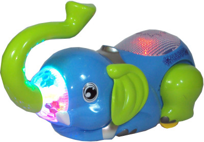 

Parteet Musical Elephant with Flashing Lights,Bump n Go,360 Degree Rotate for Kids(Multicolor)