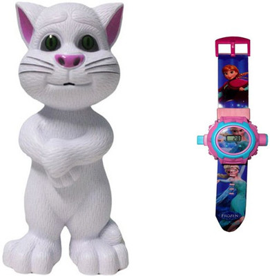 

Aquaras white talking tom cat and frozen watch(Multicolor)