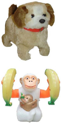 

PI World Jumping Puppy Dog & Banana Monkey(Brown, Orange)