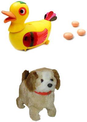 

New Pinch combo of Funny Duck Lays Eggs with Battery Operated walking & Jumping Dog Toy(Multicolor)