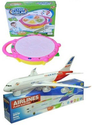 

Shop & Shoppee Combo of Musical Airbus along with Flash Drum(Multicolor)
