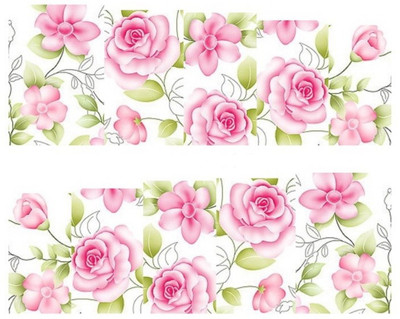 

SENECIO™ Lovely Pink Rose French Nail Art Manicure Decals Water Transfer Stickers 1 Sheet(Pink/Green)