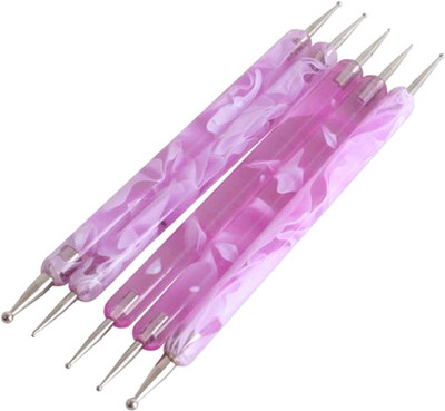 

Topnail 5pcs 2 Way Nail Dotting Marbleizing Tool Pink Color(Pink)