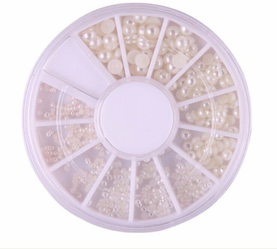 

SENECIO™ 4 Mixed Size 3D Fashion Ivory White Bridal Nail Art Decoration Pearl Acrylic Gem DIY Manicure 6cm Wheel(Ivory White)