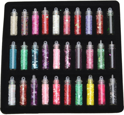 

Lifestyle-You Set of 30 Bottles 3D Nail Art with Glitter Sequins Rhinestones Cavier Bead(Multicolor)