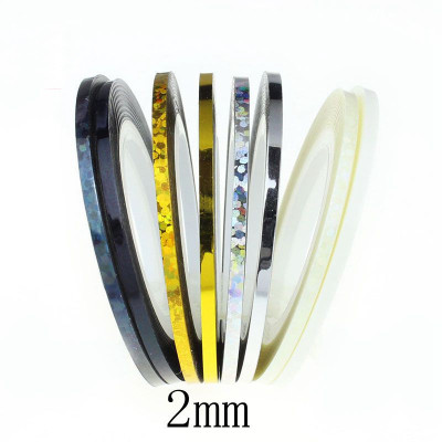 

SKI 2mm Nail Art Striping Rolls Stickers(Gold Silver B/W)