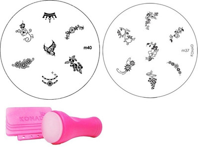 

Konad Combo Stamping set1(Image plates m37 & m40, Stamper Scraper)(Pink)