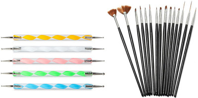 

Looks United 15 Nail Art Brushes And 5 Dotting Tool ( Pack of 20 )(multi)