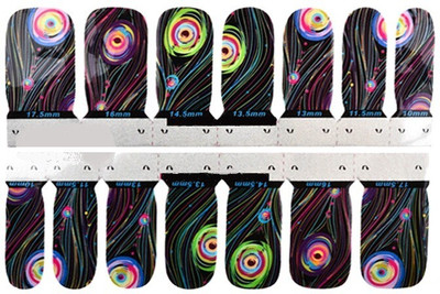 

STZ Self adhesive peacock feather print full cover nail stickers.(multicolor)