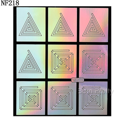 

Jinny International 9 Tips/Sheet Vinyls Geometric Pattern Nail Art Manicure Stencil Stickers(Silver Laser)