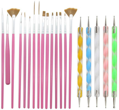 

Glamdoll 20Pcs Nail Art Decorations Brushes & Dotting Pen Tool Kit Set(pink)