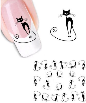 

Sangaitap 10 Sheets of Cat Shape 3D Nail Art Deco Stickers manicure For Fashionable girls women(Black)