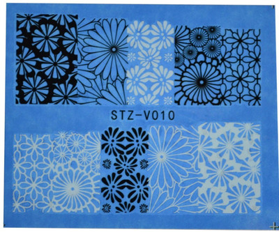 SENECIO™ Black White Flower Full Wraps Nail Art Manicure Decals Water Transfer Stickers 1 Sheet(Black/White) Flipkart