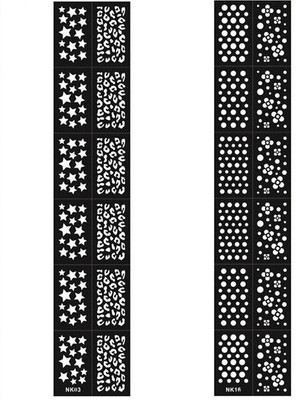 

Jinny International Start & Flower design Nail Vinly Stencil Stickers(Black)