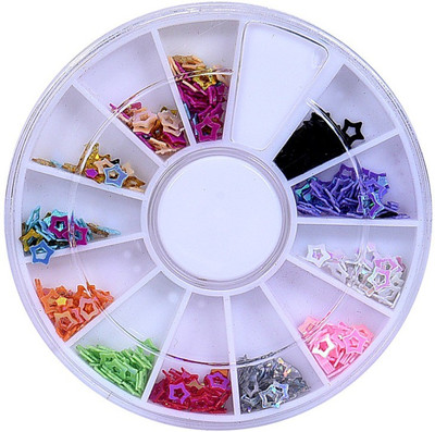 

SENECIO™ Hollow Star 3D Acrylic Nail Art Tips Stud DIY Decoration Glitter Rhinestones 6cm Wheel(Multicolor)