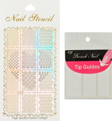 

Looks United Nail Art Stencil And FrenchTip Guides(Silver, White)