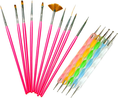 

Beauty of Life 15 Pieces Pink Nail Art Brushes and Dotting tools set(Pink)