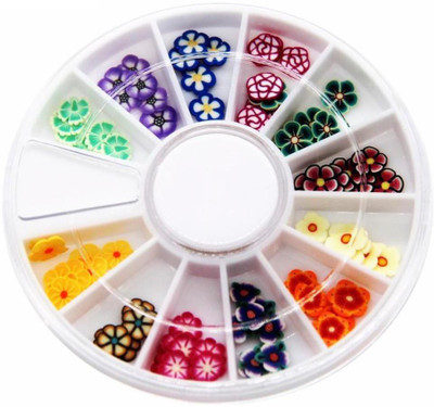 

SENECIO™ Mix Flower Fimo Nail Art Multicolor 3D Clay Slice Tips Decoration With 6cm Wheel(Multicolor)