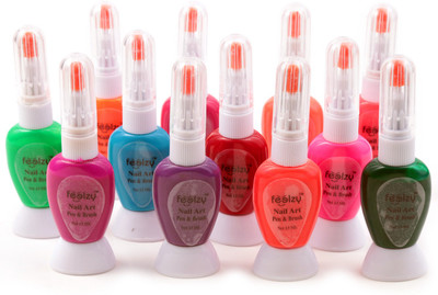 

Foolzy Pack Of 12 Towway Nail Art Polish With Pen(Orange::Green::Pink::Yellow::Purple::Blue)