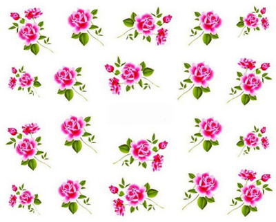 

SENECIO™ Pink Love Rose Floral Nail Art Manicure Decals Water Transfer Stickers 1 Sheet(Pink)