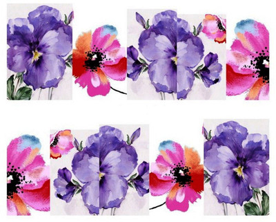 

SENECIO™ Purple 3D Oil Printing French Nail Art Manicure Decals Water Transfer Stickers 1 Sheet(Purple/Pink)