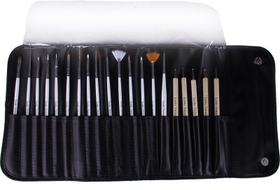 Looks United 15 Nail Art Brush, 5 Two Way Dotting Tool And Carry Case(White)