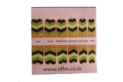 

NFLM Designer Nailwear Black & Golden Print(Black & Golden)