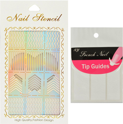 

Looks United Nail Art Stencil And French Manicure Tip Guides(multicolor)