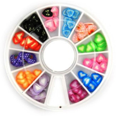 

SENECIO™ Romantic Heart Fimo Love Nail Art Multicolor 3D Clay Slice Tips Decoration With 6cm Wheel(Multicolor)