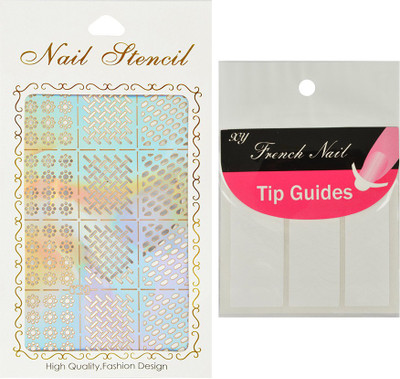 

Looks United Nail Art Stencil And French Nail Tip Guides(Silver)