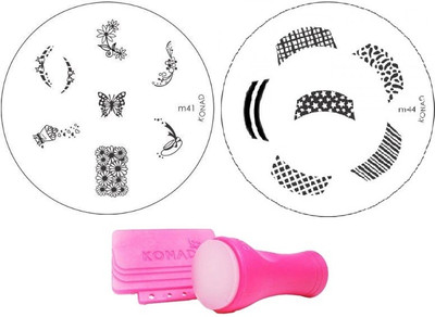 

Konad Combo Stamping Set ( Image Plates m 41 m 44, stamper, scraper)(White)