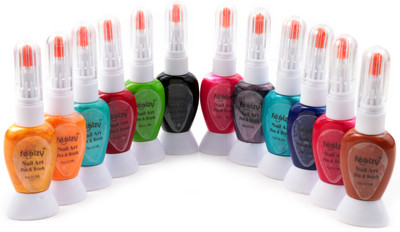 

Foolzy Pack Of 12 Towway Nail Art Paint With Pen(Pink::Blue::White::Golden::Green::Purple::Red::Orange)