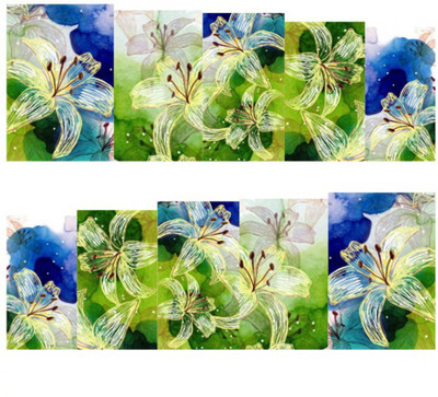 

SENECIO™ Blue Green 3D Printed Lily Nail Art Manicure Decals Water Transfer Stickers 1 Sheet(Blue Green)