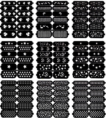 

Lifestyle-You 9 Sheets Nail Art Stencils SET C(Black)