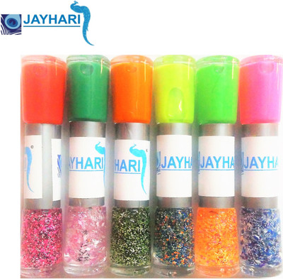 

Jay Hari 12 Shades 6 Two Way Nail Art Polish with Glitter(Multicolor Neon)
