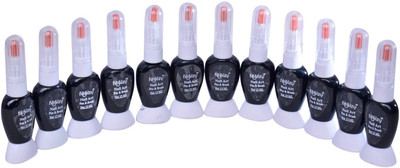 

Foolzy Pack of 12 Nail Art 2 Way Paints With Pen and Brush(Black)