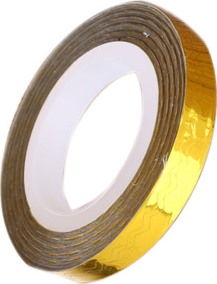 

Topnail 6mm Metallic Nail Art Self Adhesive Sticker, ZigZag Wave Pattern Striping Tape Rolls, Gold Color(Gold)