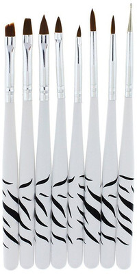 

Topnail 8 Pcs Wooden Handle Manicure Dotting Painting Drawing Nail Art Brushes Set(White and Zebra Black)